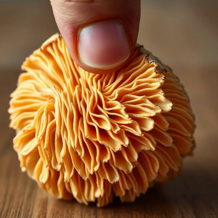 Doigt qui effleure les plis d’une chanterelle